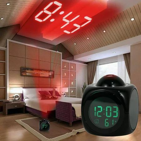 Smart Wake-Up: Digital LCD Talking Alarm Clock with LCD Projector