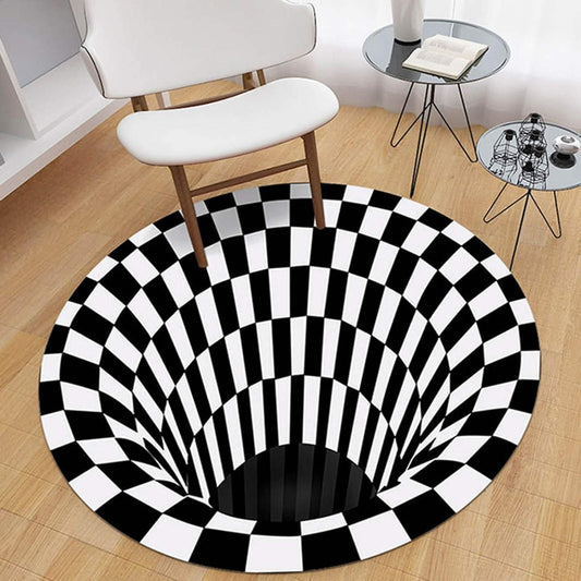 Transform Your Floor: Round 3D Printed Carpet in Classic Checks