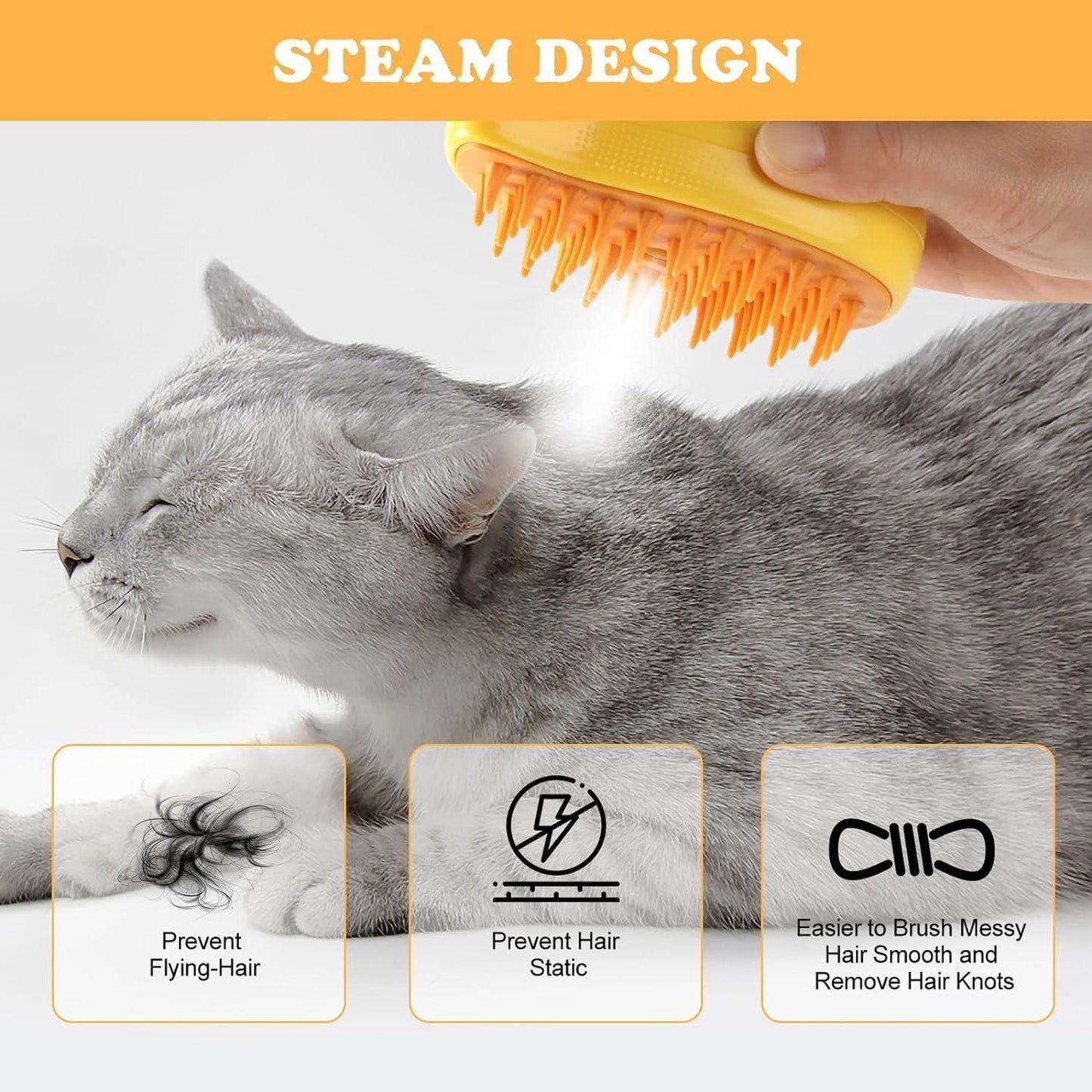 Pet Steaming Hair Brush & Massager