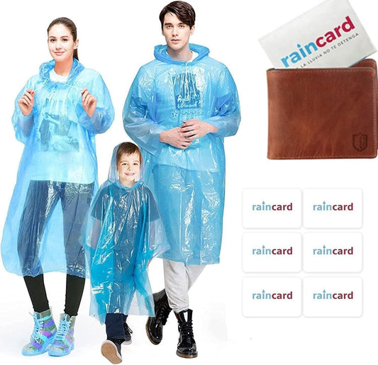 Fully Reusable Rain Coats for Adults: Compact Wallet Card (Set of 5)